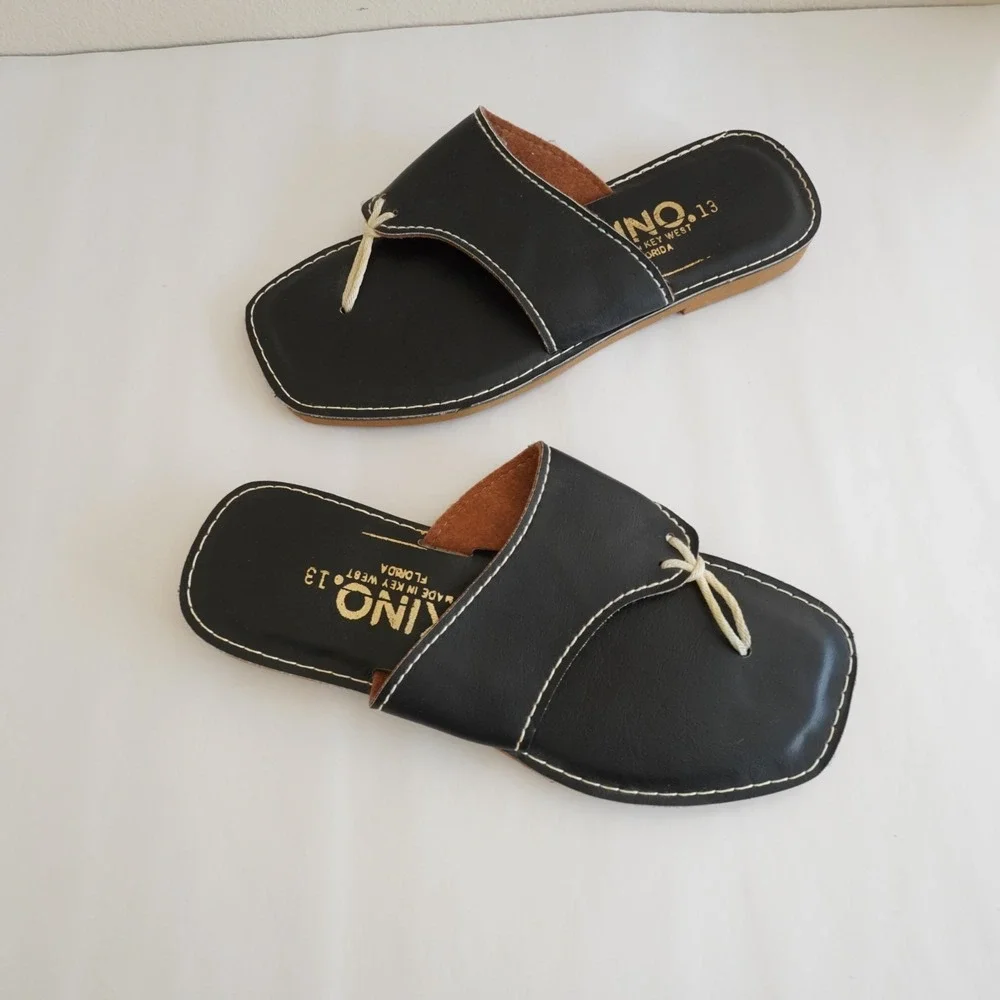 Kino Thong Leather Sandals Mens 13 Black Rope Preppy Nautical Beach Summer USA